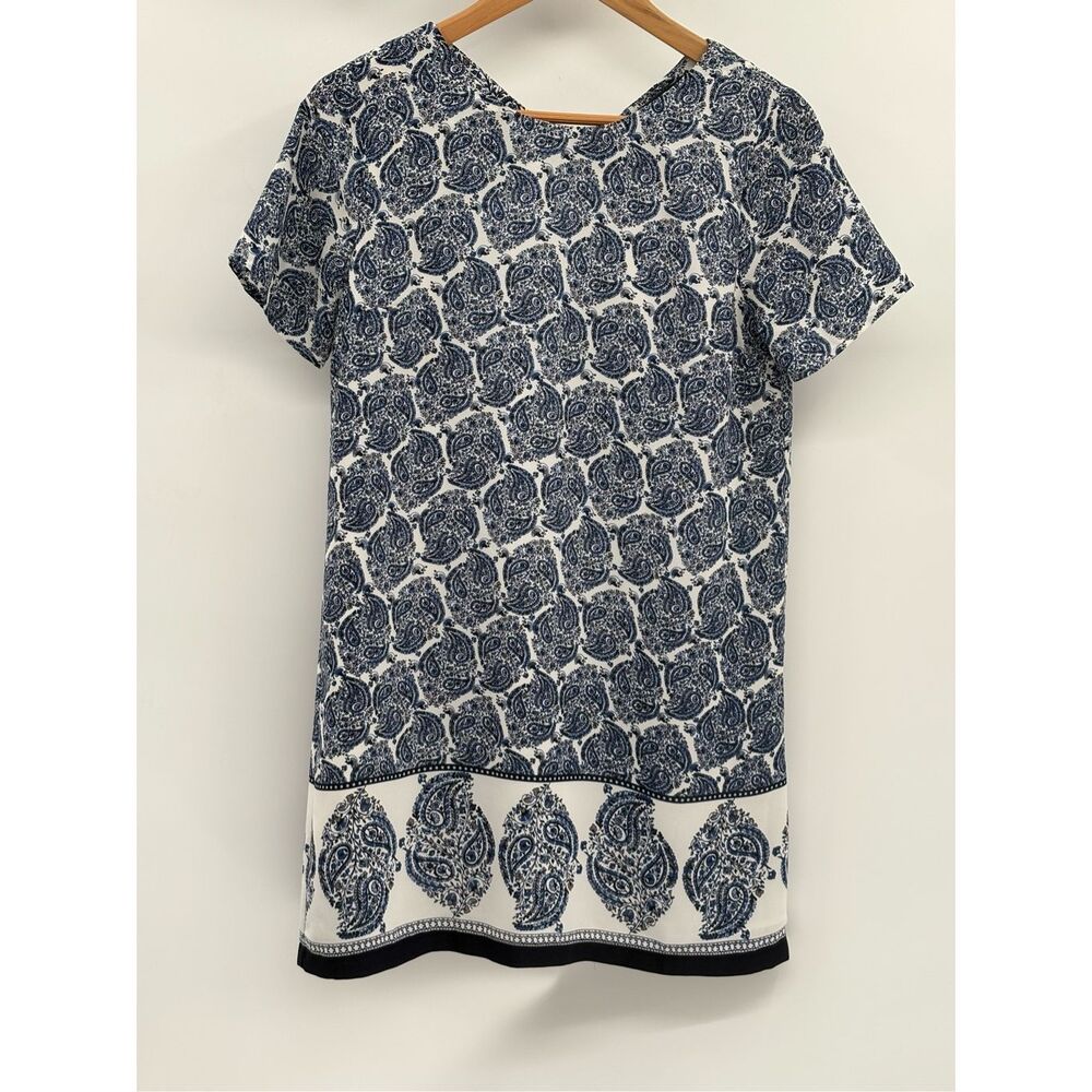 Lulus‎ Dress Shift Women Size Small Blue White Short Sleeve Paisley